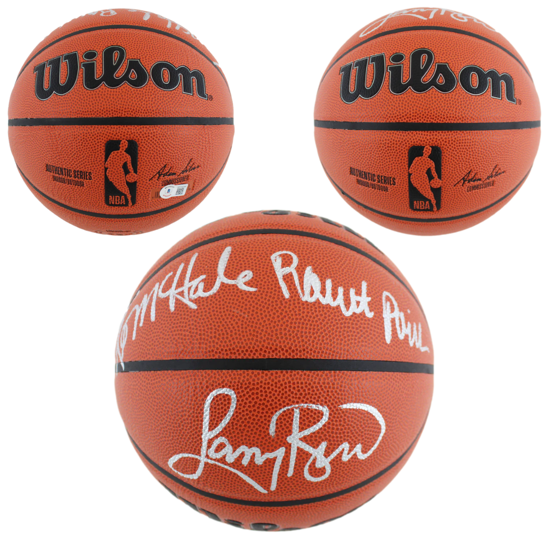 Larry Bird, Kevin McHale & Robert Parish Triple Signed Wilson Basketball with Beckett Witness